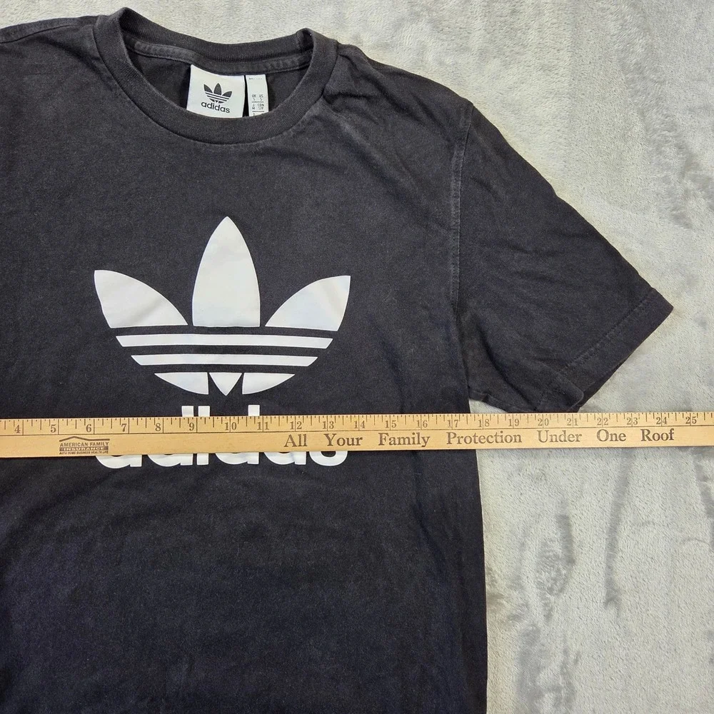 Adidas Originals Trefoil Graphic T-Shirt Mens Small Black White Logo Tee Cotton